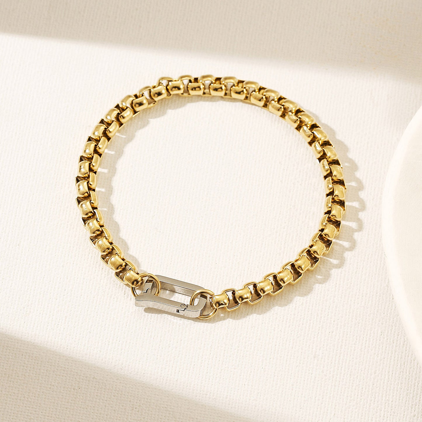 Golden hollow bracelet-NSB1942STGC-L-8