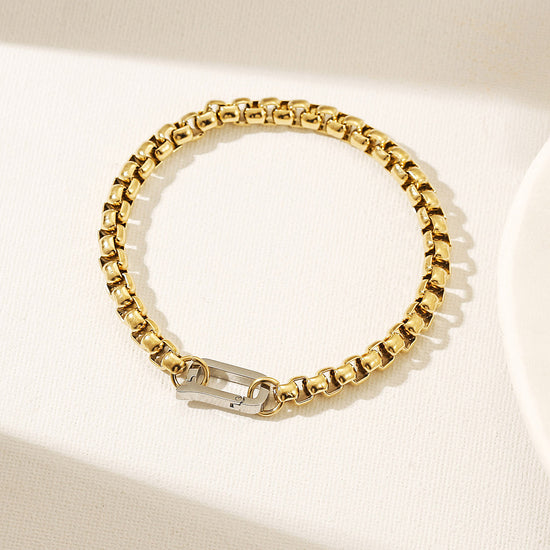 Golden hollow bracelet-NSB1942STGC-L-8