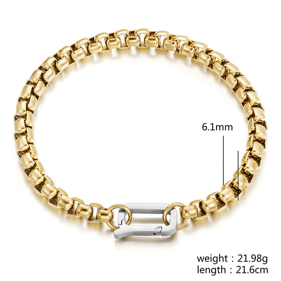 Golden hollow bracelet-NSB1942STGC-L-8
