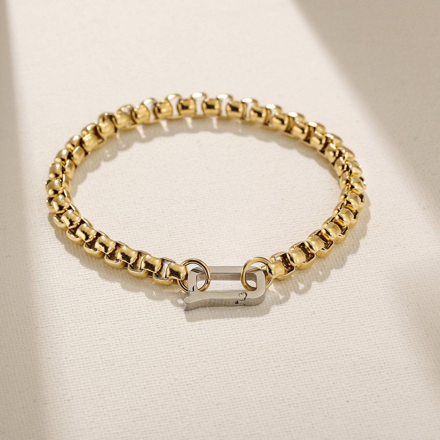 Golden hollow bracelet-NSB1942STGC-L-8