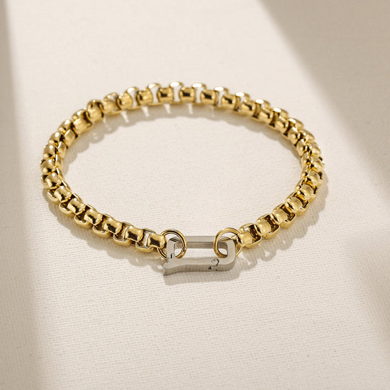 Golden hollow bracelet-NSB1942STGC-L-8