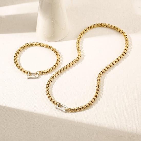 Golden hollow bracelet-NSB1942STGC-L-8