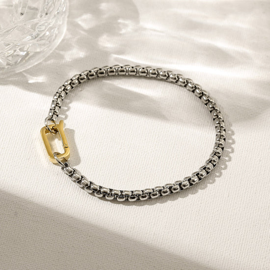 Silver hollow bracelet-NSB1942STGC-M-8