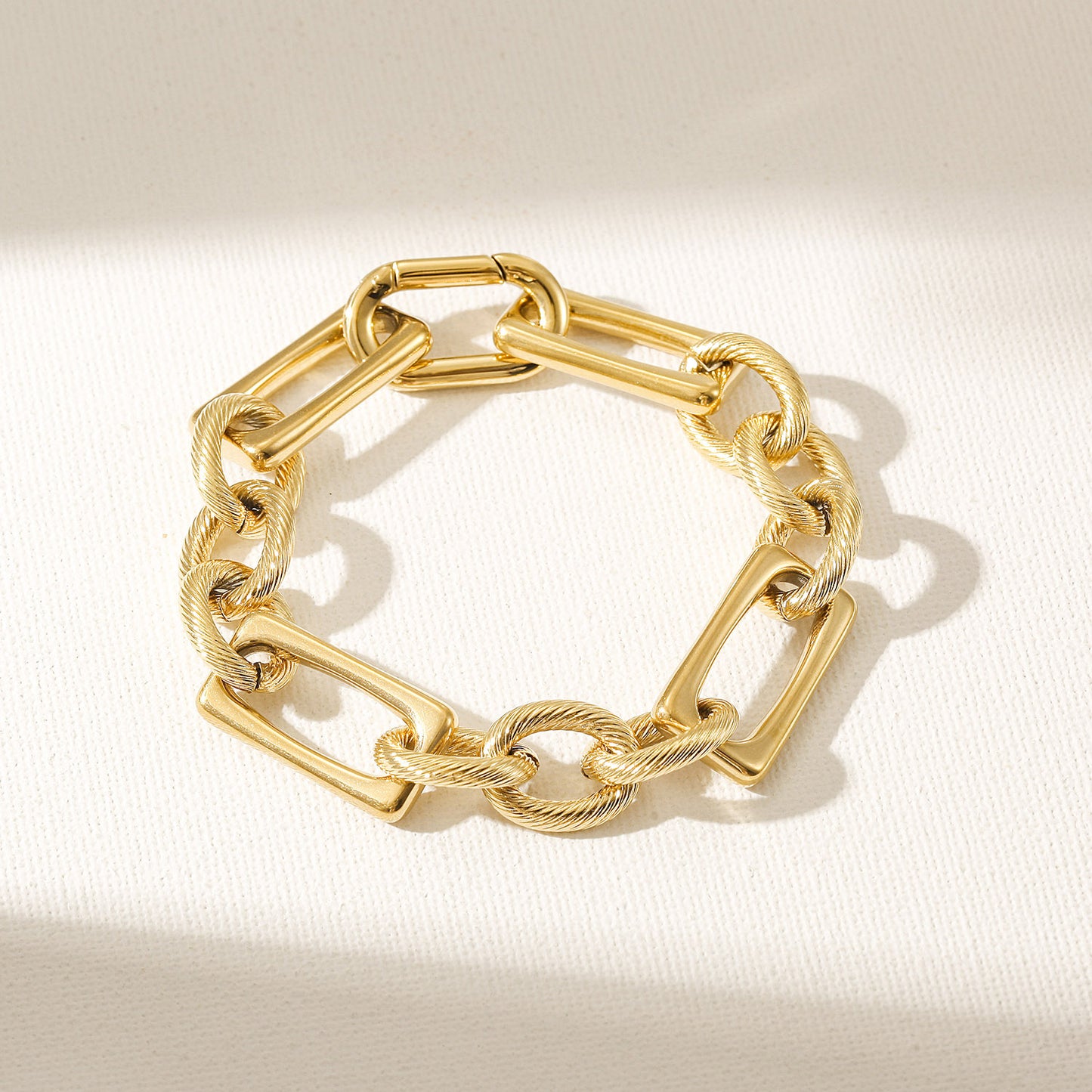 Cable Circle Lock Bracelet-NSB1944STGC-7.7