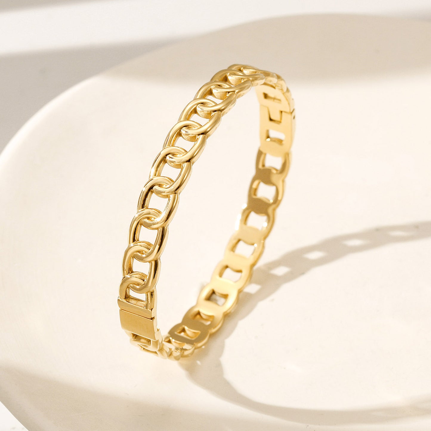Golden buckle hollow bracelet-NSB1959STGC-M