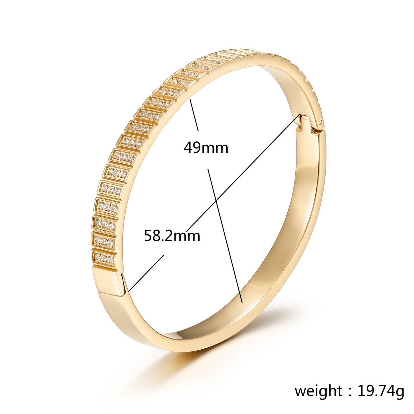 Golden buckle zircon bracelet-NSB1960STGCZD