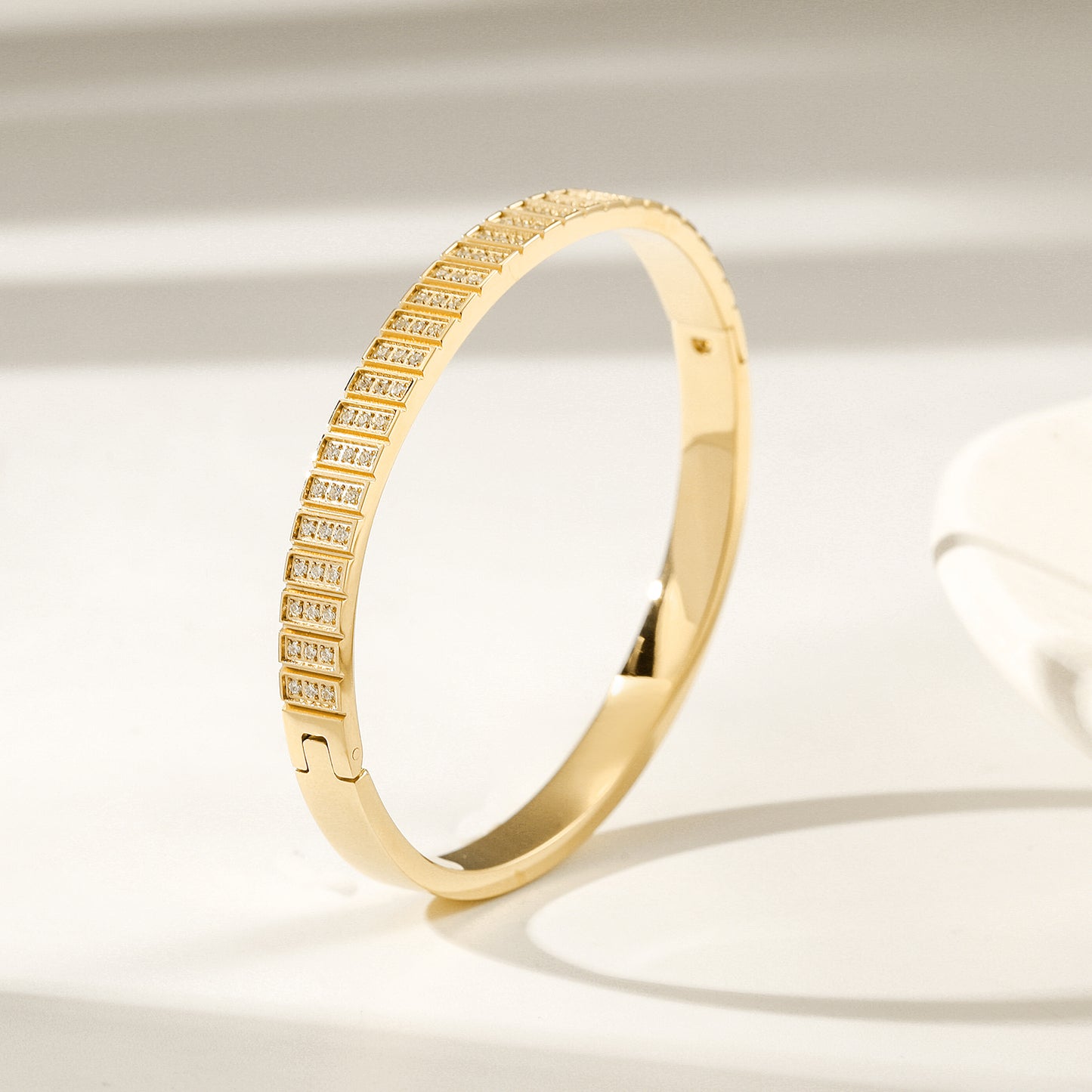 Golden buckle zircon bracelet-NSB1960STGCZD
