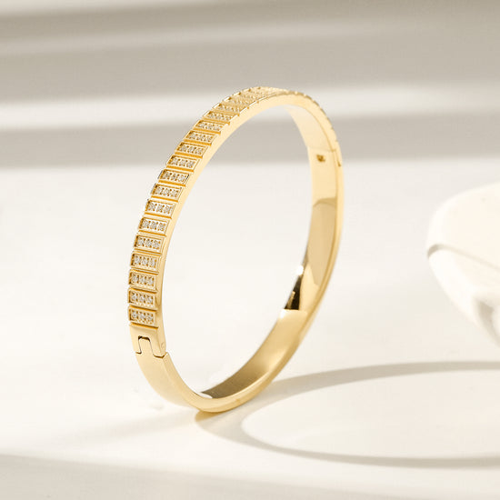 Golden buckle zircon bracelet-NSB1960STGCZD