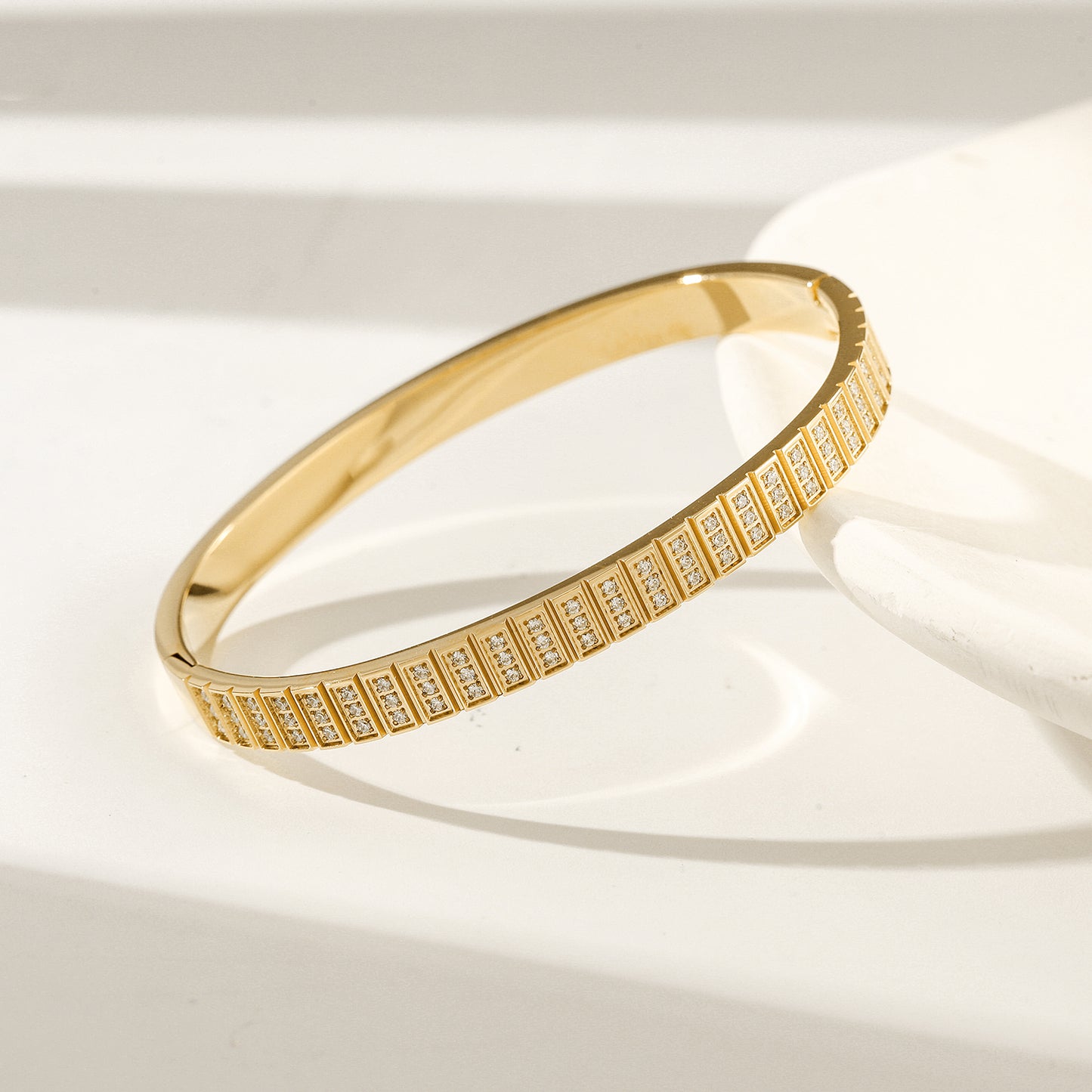 Golden buckle zircon bracelet-NSB1960STGCZD
