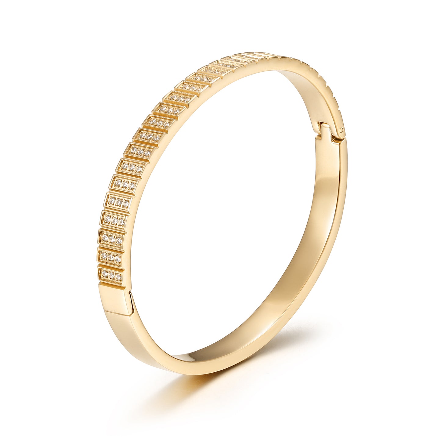 Golden buckle zircon bracelet-NSB1960STGCZD