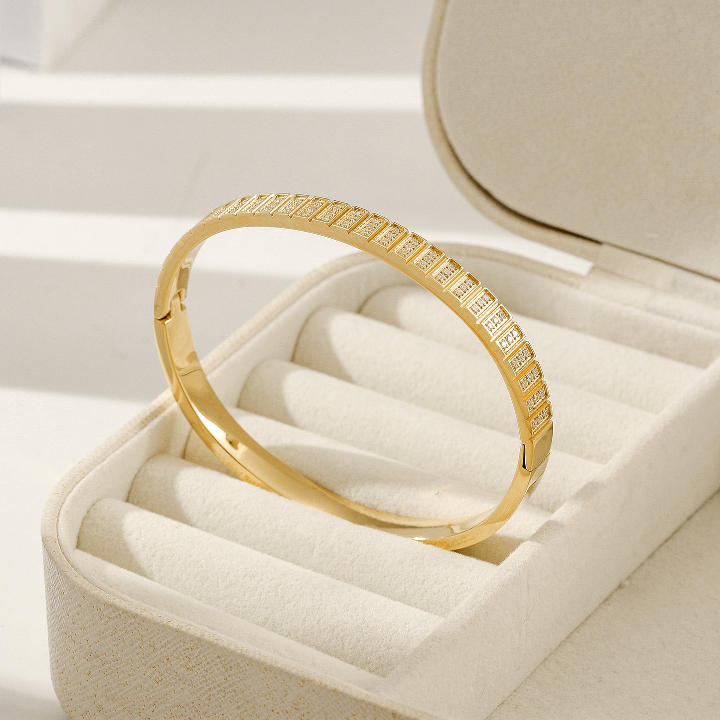 Golden buckle zircon bracelet-NSB1960STGCZD
