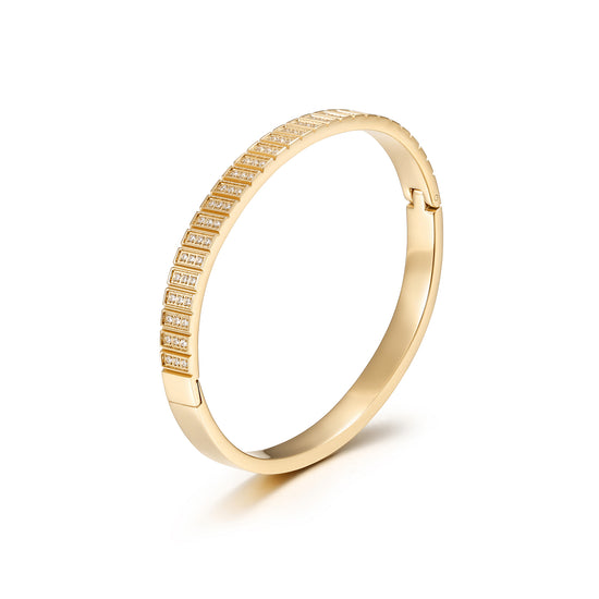 Golden buckle zircon bracelet-NSB1960STGCZD