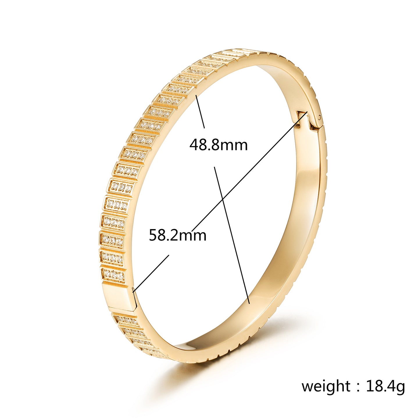 Golden buckle zircon bracelet-NSB1961STGCZD