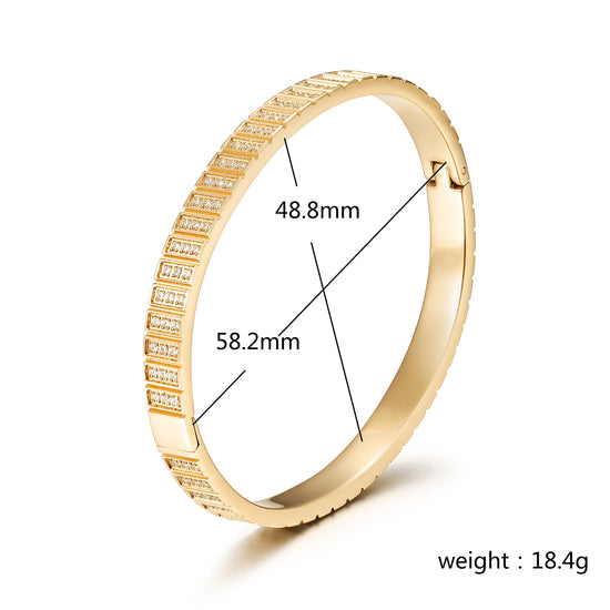 Golden buckle zircon bracelet-NSB1961STGCZD