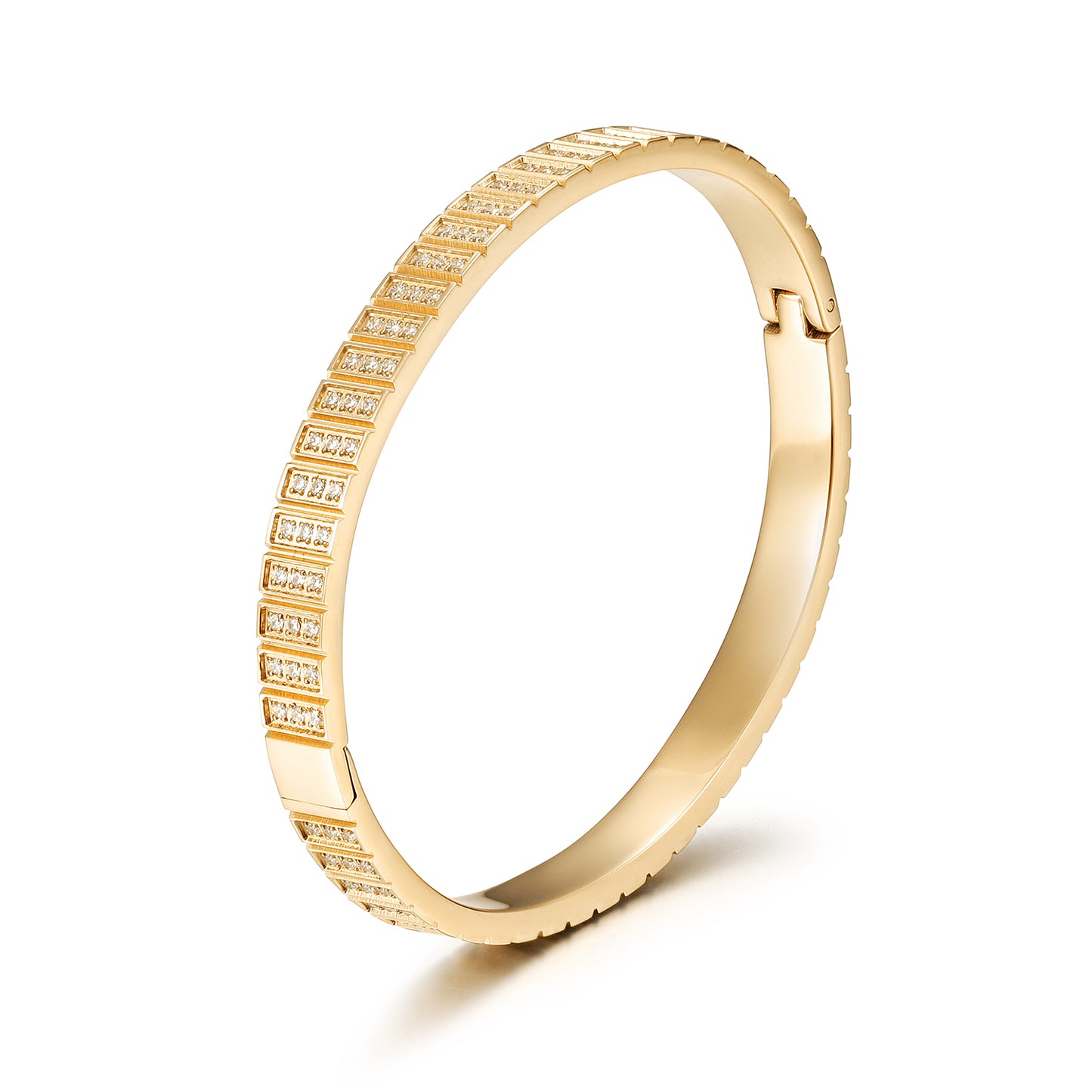 Golden buckle zircon bracelet-NSB1961STGCZD