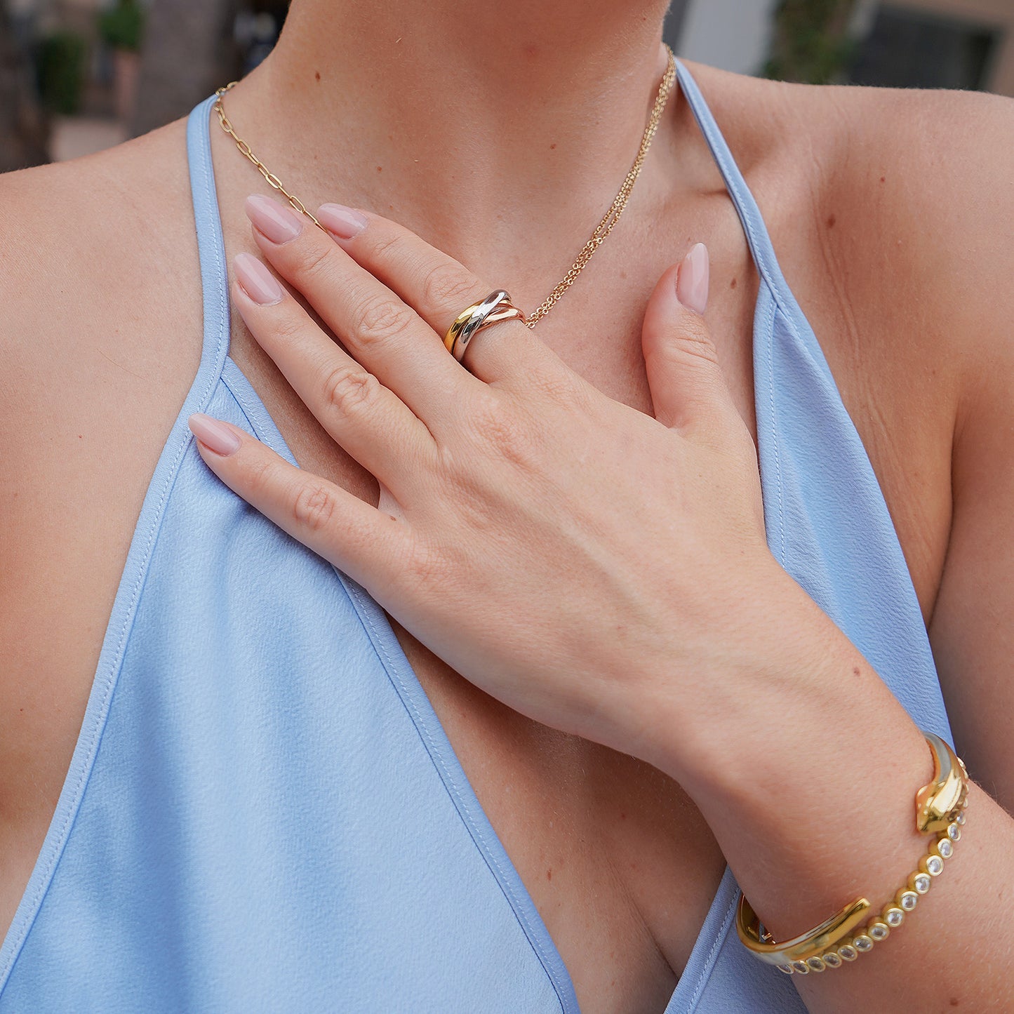 Three-Tone Infinity Ring