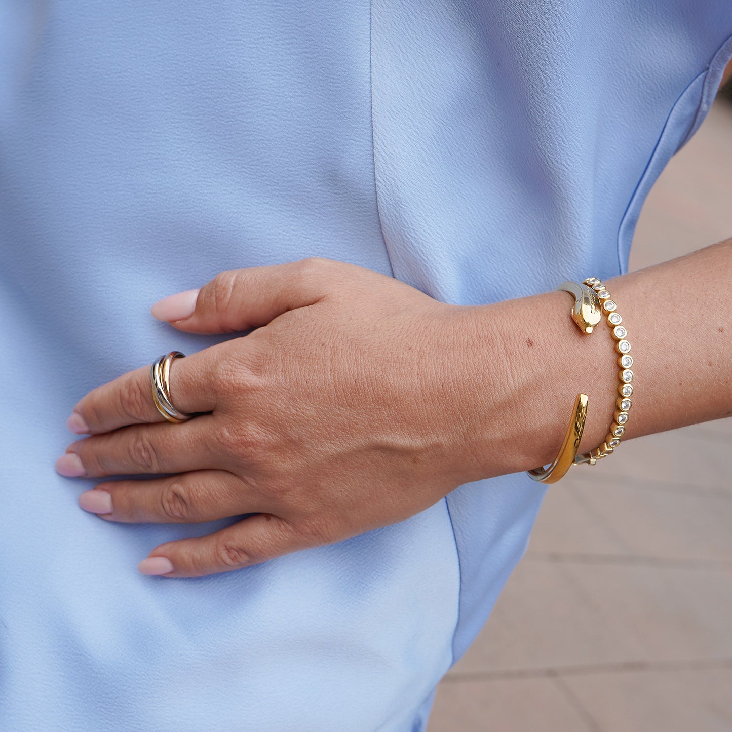 Three-Tone Infinity Ring