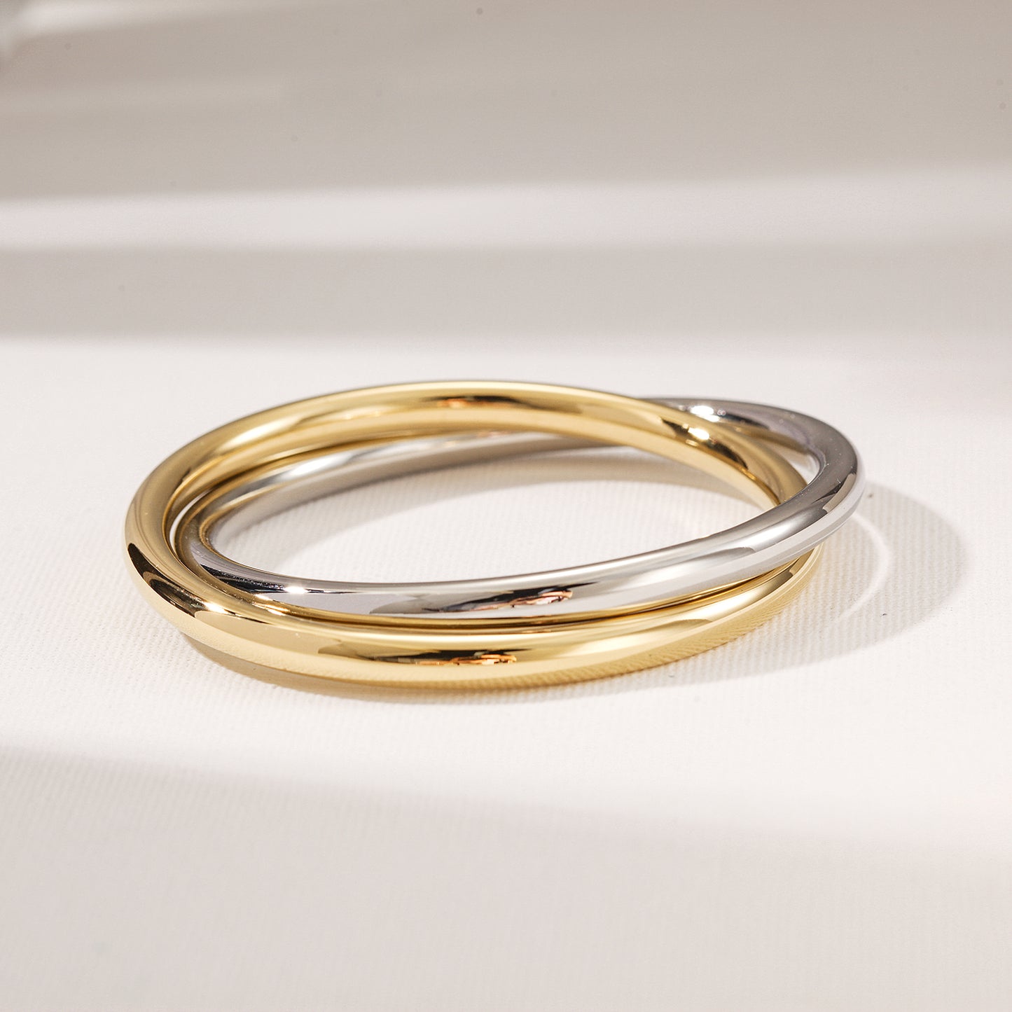 Two-Tone Double Circle Cuff Bracelet