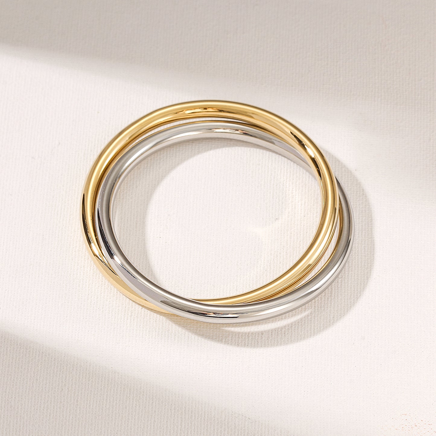 Two-Tone Double Circle Cuff Bracelet