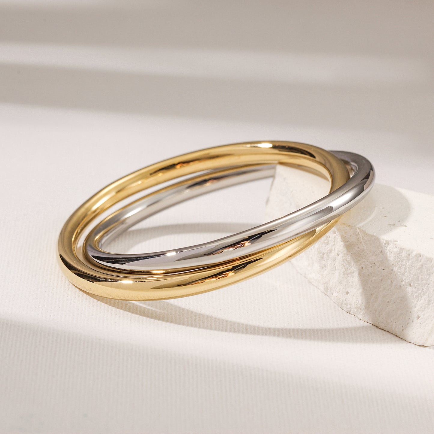 Two-Tone Double Circle Cuff Bracelet