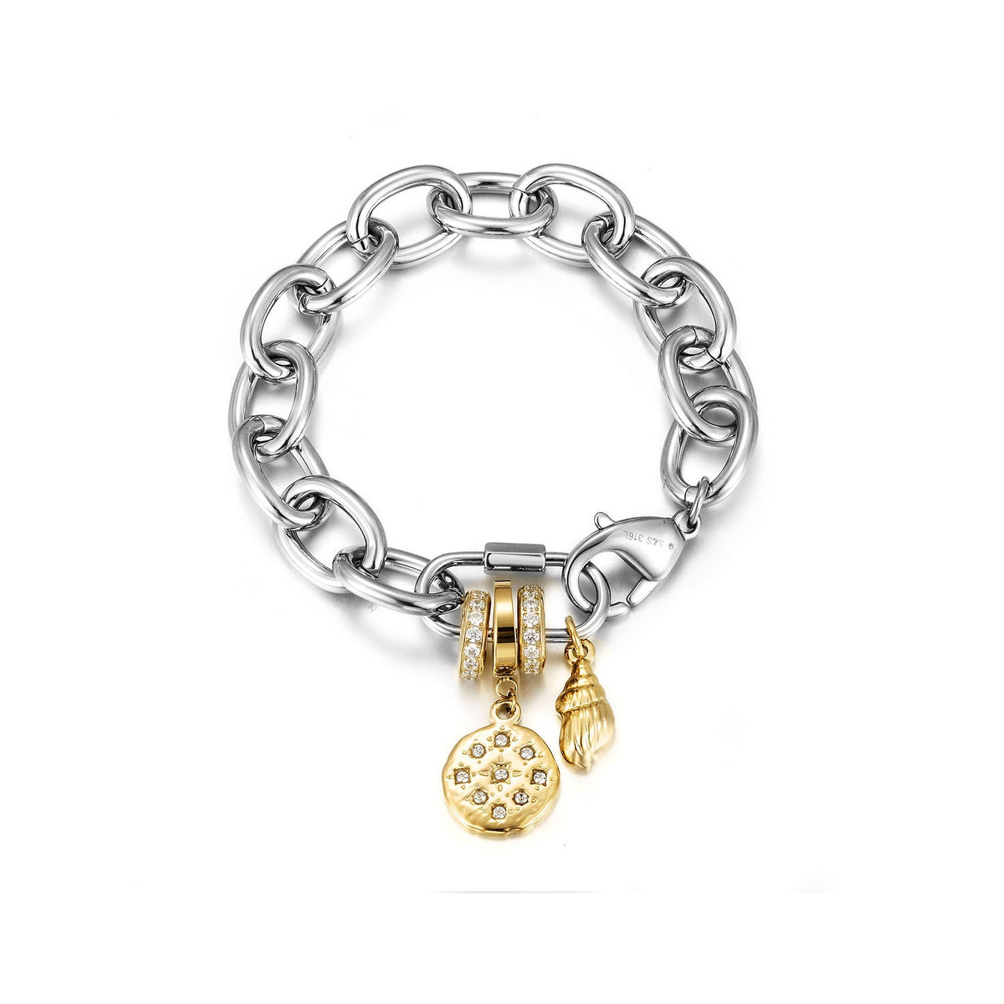 Two-Tone Silver Chain Bracelet