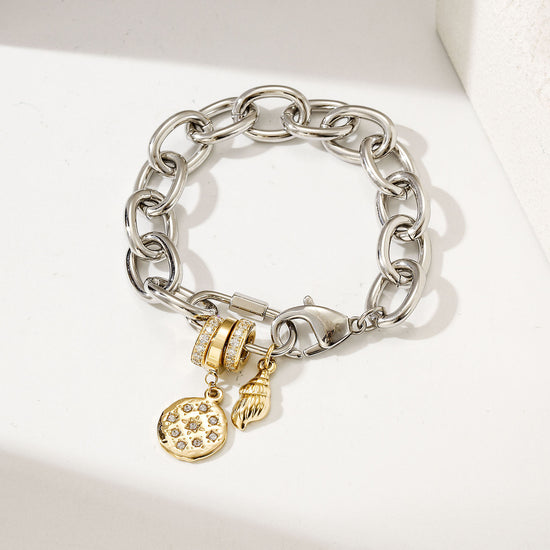 Two-Tone Silver Chain Bracelet