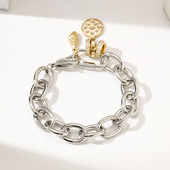 Two-Tone Silver Chain Bracelet