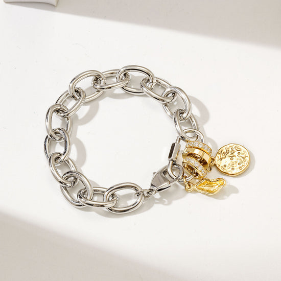 Two-Tone Silver Chain Bracelet