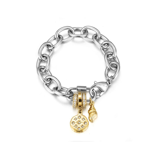 Two-Tone Silver Chain Bracelet