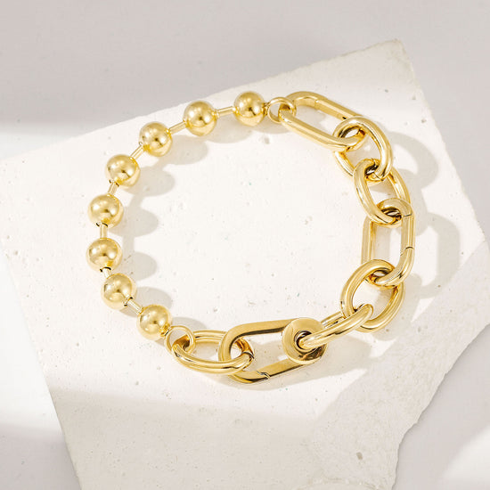 Gold Bold Link & Bead Bracelet