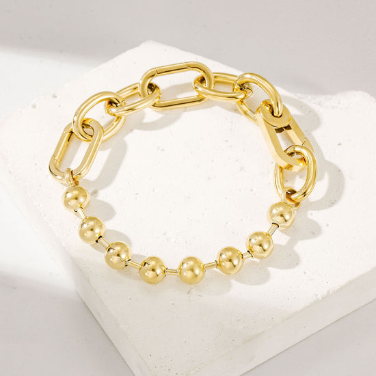 Gold Bold Link & Bead Bracelet