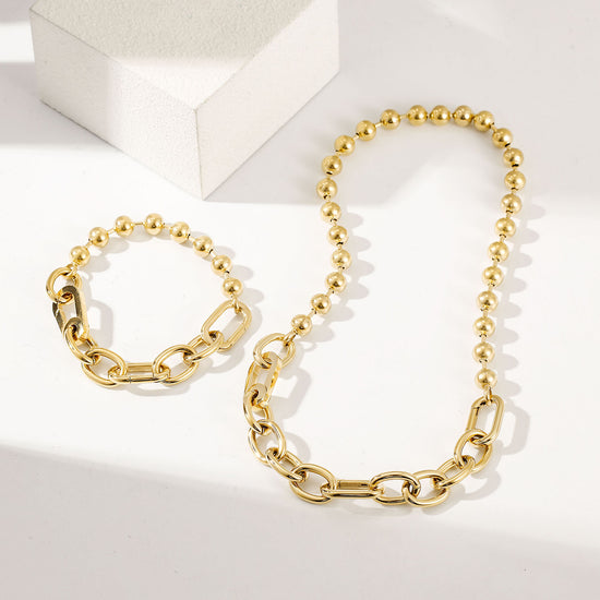 Gold Bold Link & Bead Bracelet