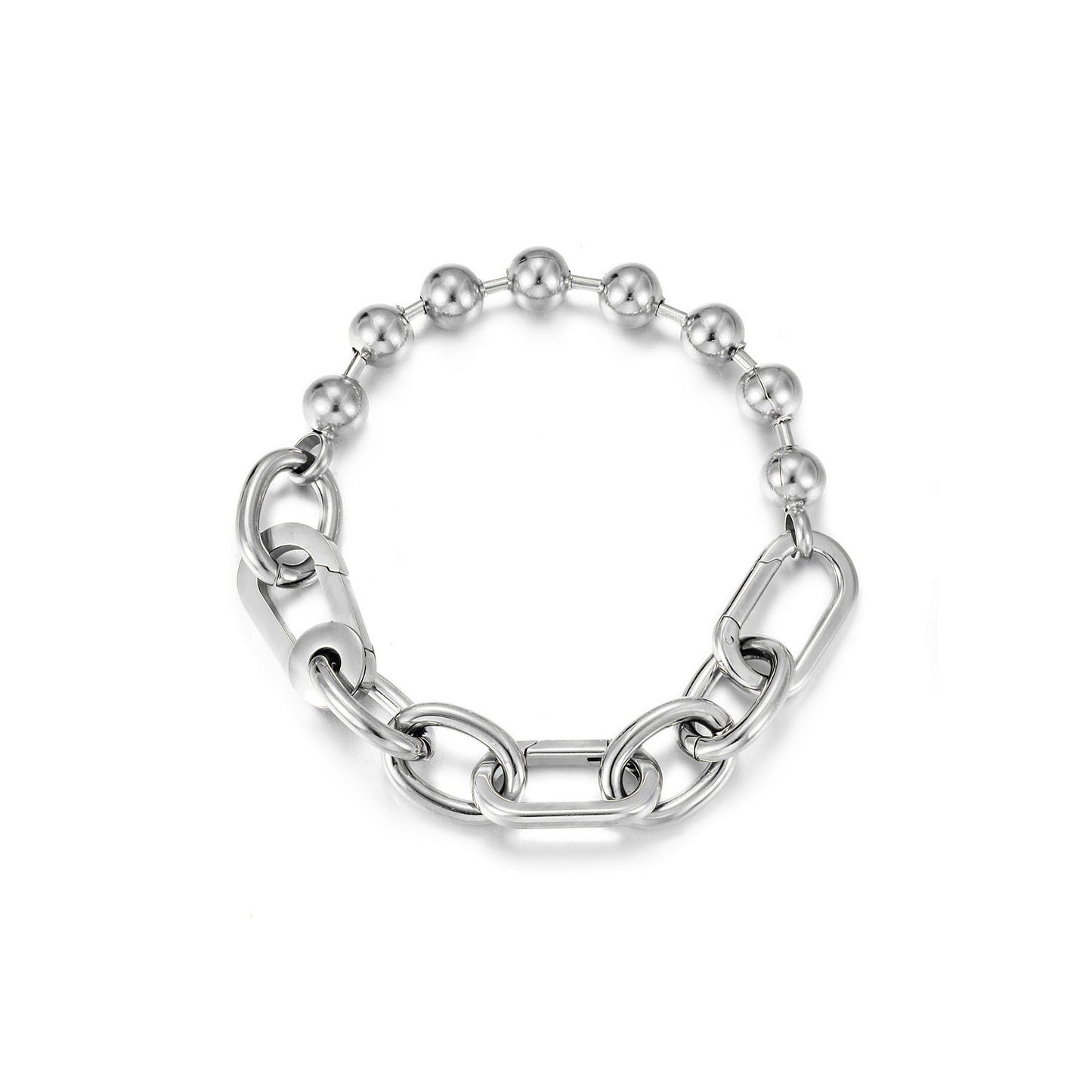 Silver Bold Link & Bead Bracelet