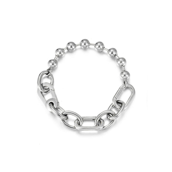 Silver Bold Link & Bead Bracelet
