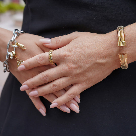 Gold Statement Snake Coil Cuff-10mm