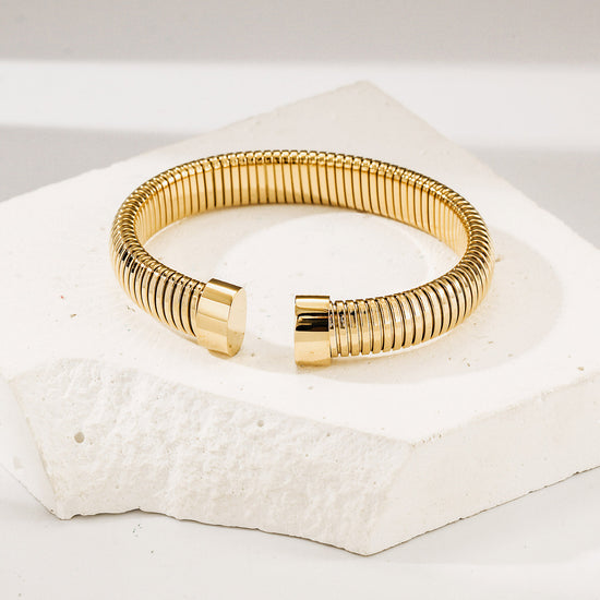 Gold Statement Snake Coil Cuff-10mm