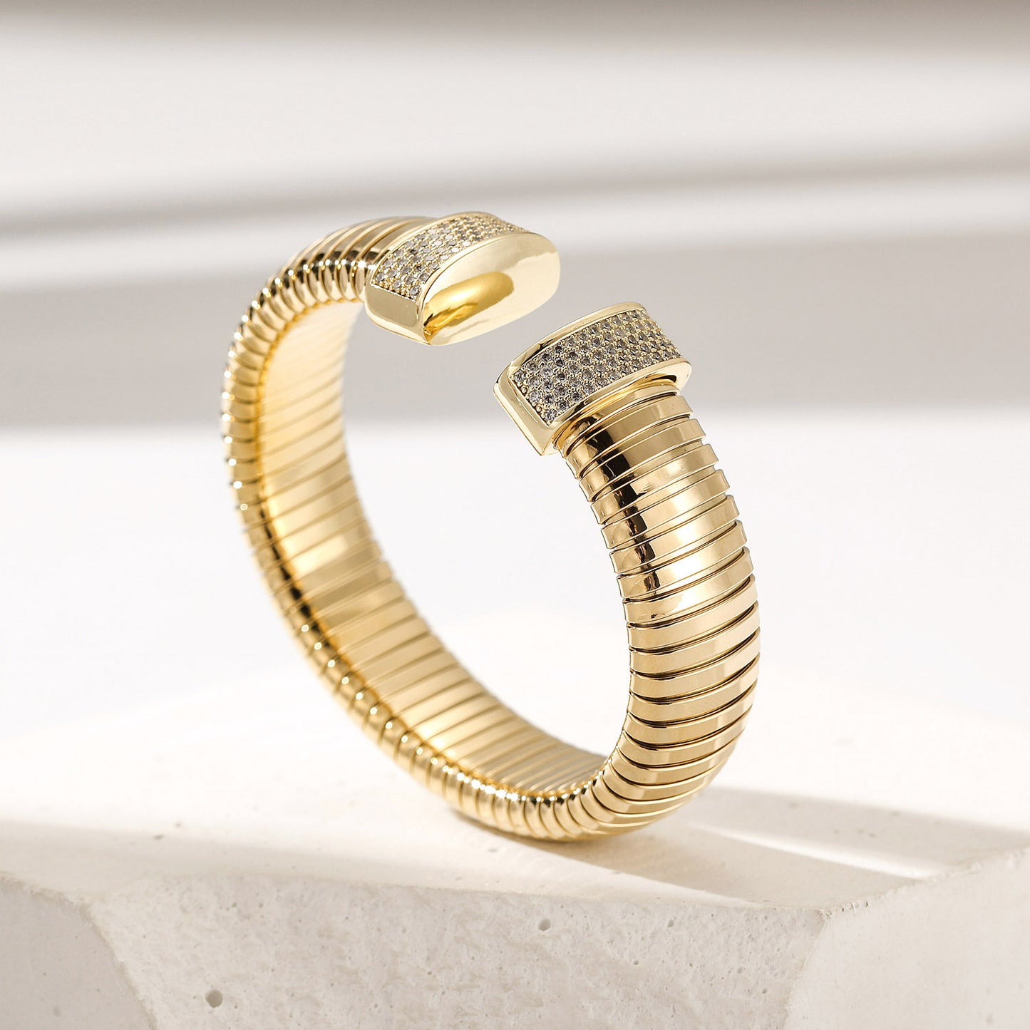 Gold Statement Snake Coil Cuff-14mm