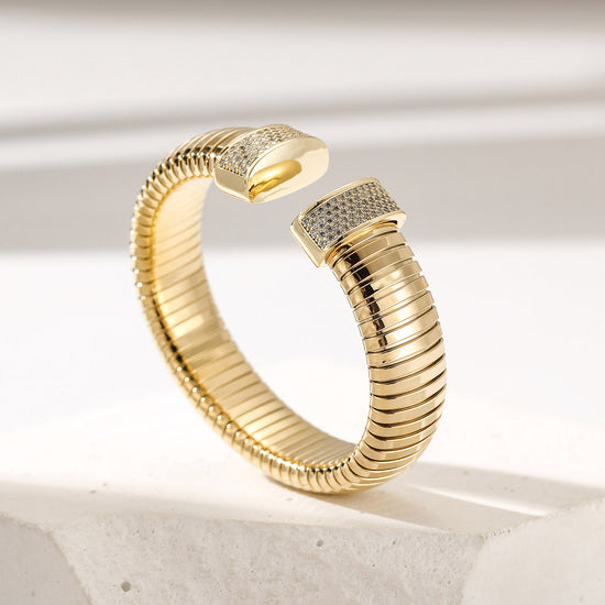 Gold Statement Snake Coil Cuff-14mm