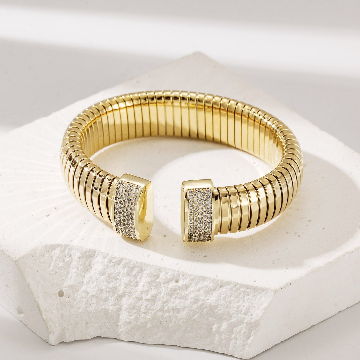 Gold Statement Snake Coil Cuff-14mm