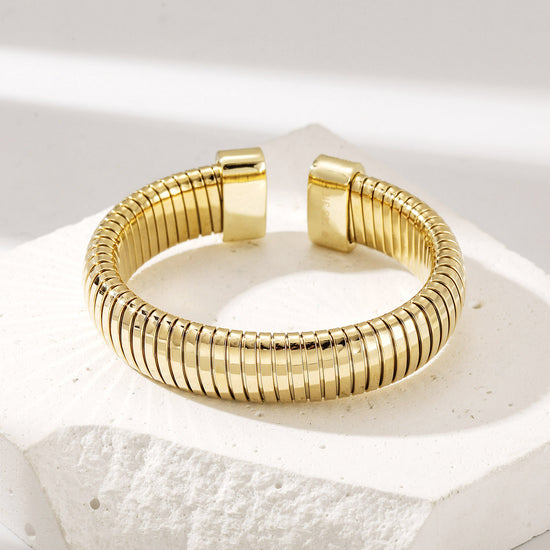 Gold Statement Snake Coil Cuff-14mm