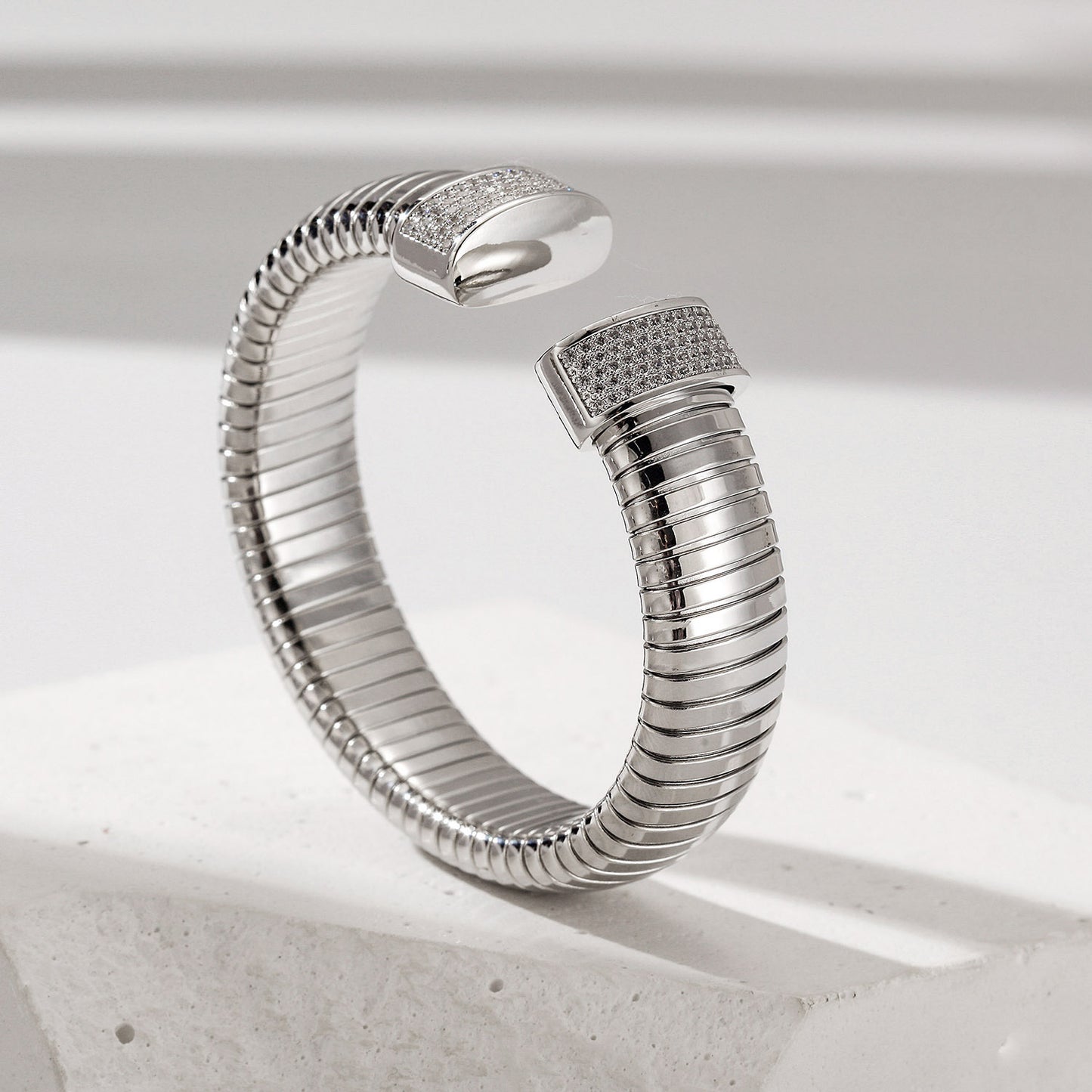 White Statement Snake Coil Cuff-14mm