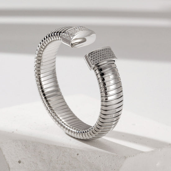 White Statement Snake Coil Cuff-14mm
