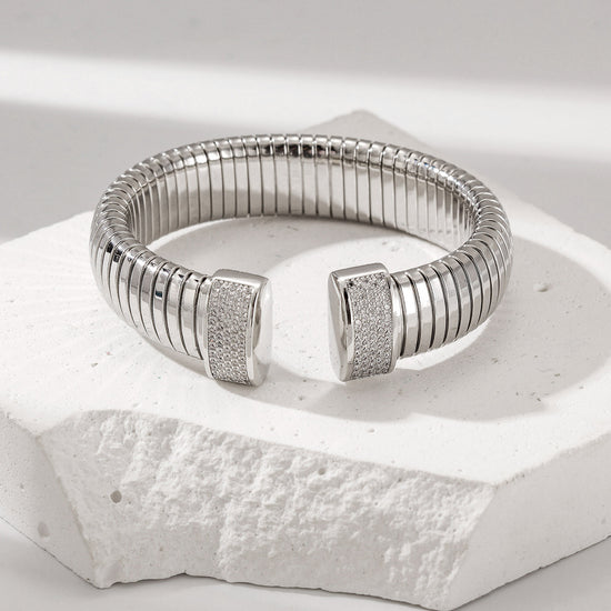 White Statement Snake Coil Cuff-14mm