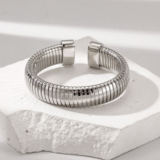 White Statement Snake Coil Cuff-14mm