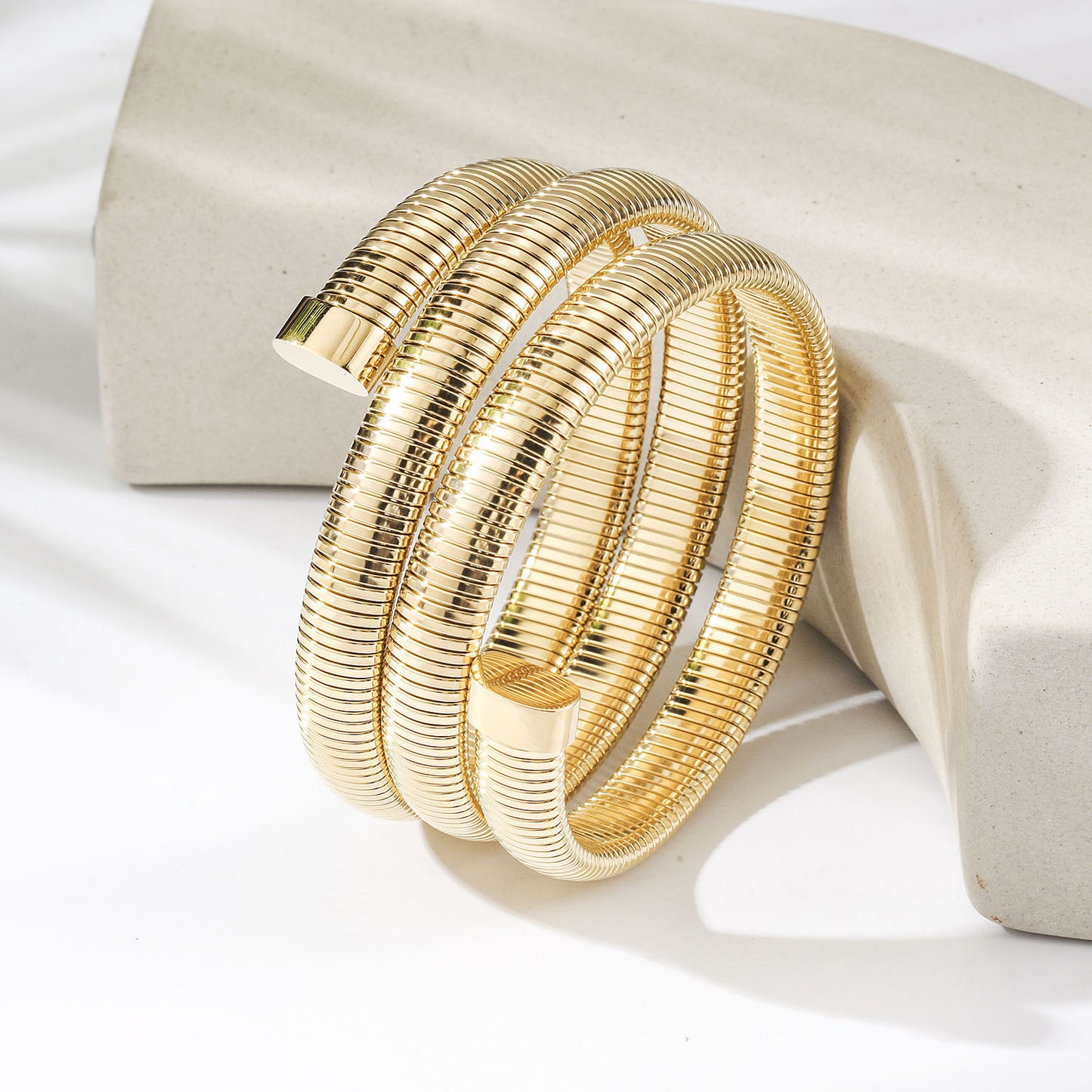 Gold Coil Snake Wrap Bangle