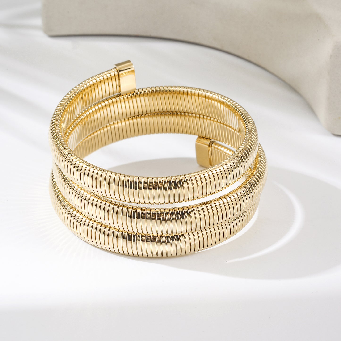 Gold Coil Snake Wrap Bangle