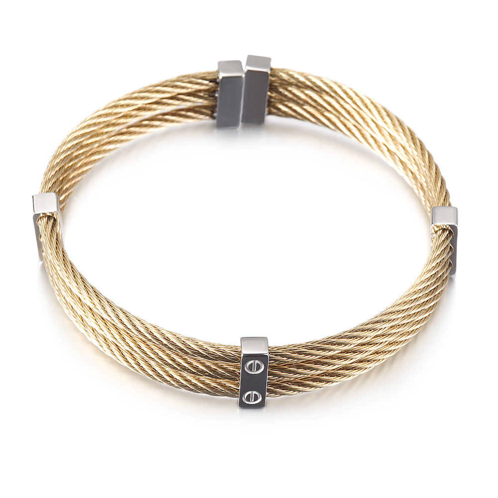 Three layer cable bracelet-NSB778ST