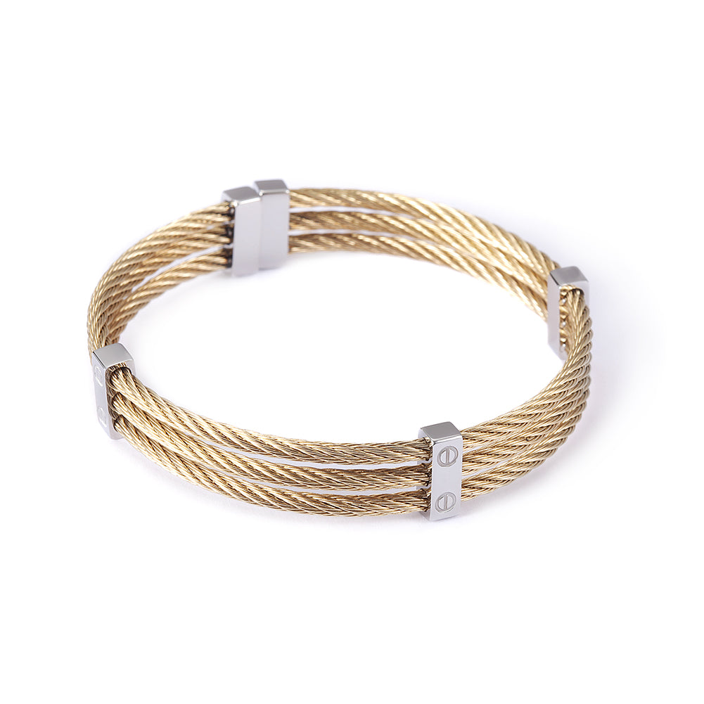 Three layer cable bracelet-NSB778ST