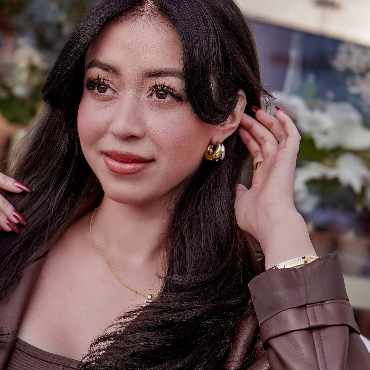 Two-Tone Hollow Hoop Earrings