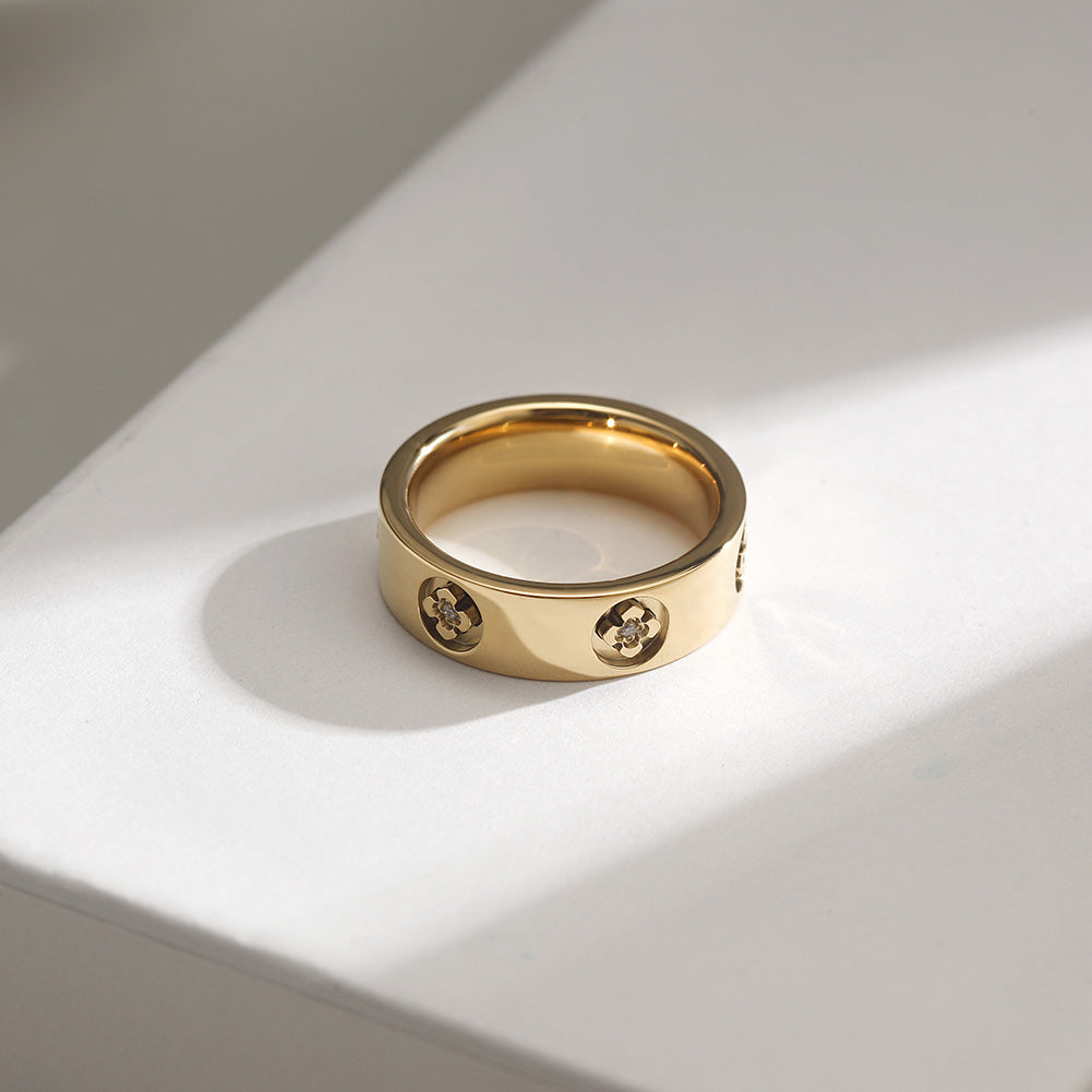 Flower zircon ring-NSR166STGCZD